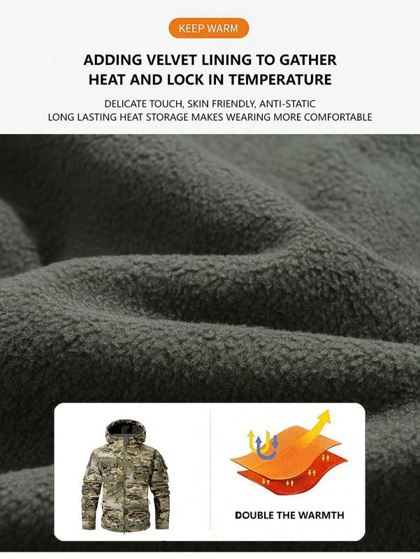 Men's Multi-Pocket Workwear Hooded Jacket, Fleece Waterproof Jacket, 9 Cl Menswear ose-Fitting Pockets Fleece Design. Menswear Coats Coats Tops Long Sleeve Operator Motocross Camo Camouflage Casual Navy Outdoorfun Men's Multi-Pocket Workwear Hooded Jacket, Fleece Waterproof Jacket, 9 Cl Menswear ose-Fitting Pockets Fleece Design. Menswear Coats Coats Tops Long Sleeve Operator Motocross Camo Camouflage Casual Navy Outdoorfun