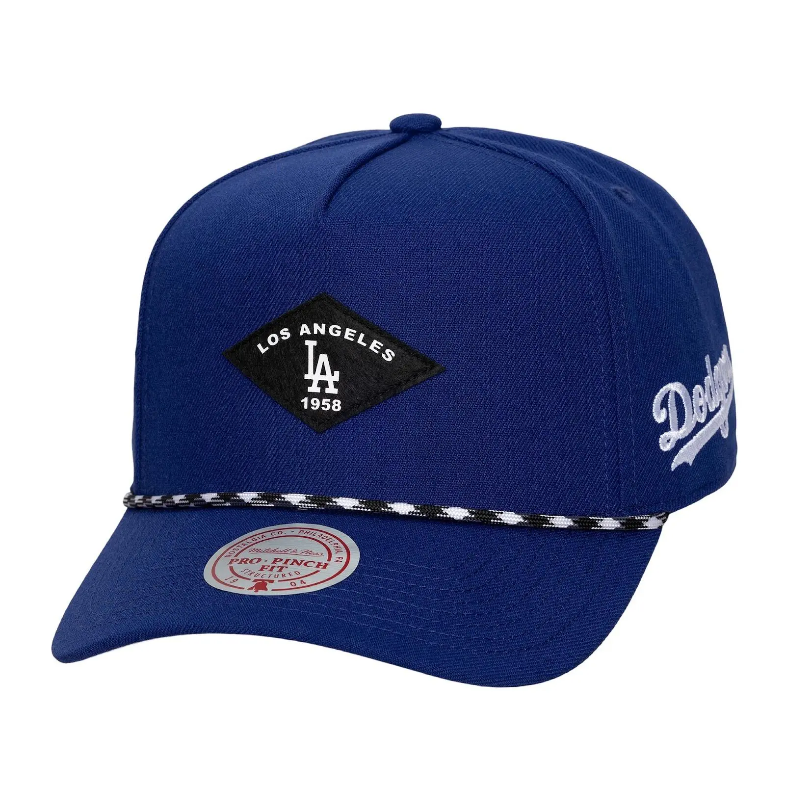 Los Angeles Dodgers Royal Fine Print Pro Pinch Snapback Hat MLB Throwback Cap Adjustable Fan Gear Mitchell & Ness