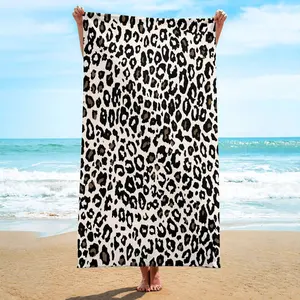 Leopard Print Beach Towel - 1pc Fast-Drying, Water-Absorbent, Soft, Breathable Beach Blanket for Outdoor Swimming, Camping, Textiles & Soft Furnishings Bedding Linens Essentials