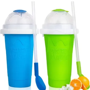Slushy cup 2Pcs Slushie Maker Cup,Frozen Magic Slushy Cup - Create Delicious Slushies Anywhere with This Fun and Cool Slushie Maker Cup! (BLUE+GREEN)