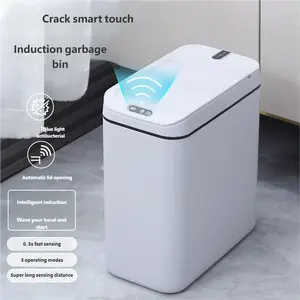 Smart Trash Can with Automatic Sensor, Electric Sanitary Bin for Living Room, Kitchen, Bathroom, Includes Bag Changing Box, Blue Light Antibacterial, Hand Wave Operation, 3 Modes, Long Sensing Distance