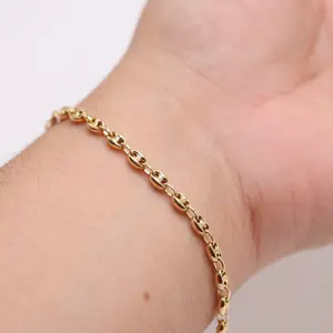 14K Gold Bracelet Chain Link Design, Durable for Everyday Unisex Wear