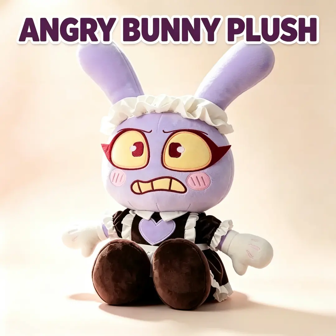 Maid Outfit Jax Rabbit Plush from The Amazing Digital Circus, Soft Stuffed Collectible Doll, Cute Cartoon Plushie, Room Decor, Ideal Birthday & Holiday Gift for Kids & TADC Fans