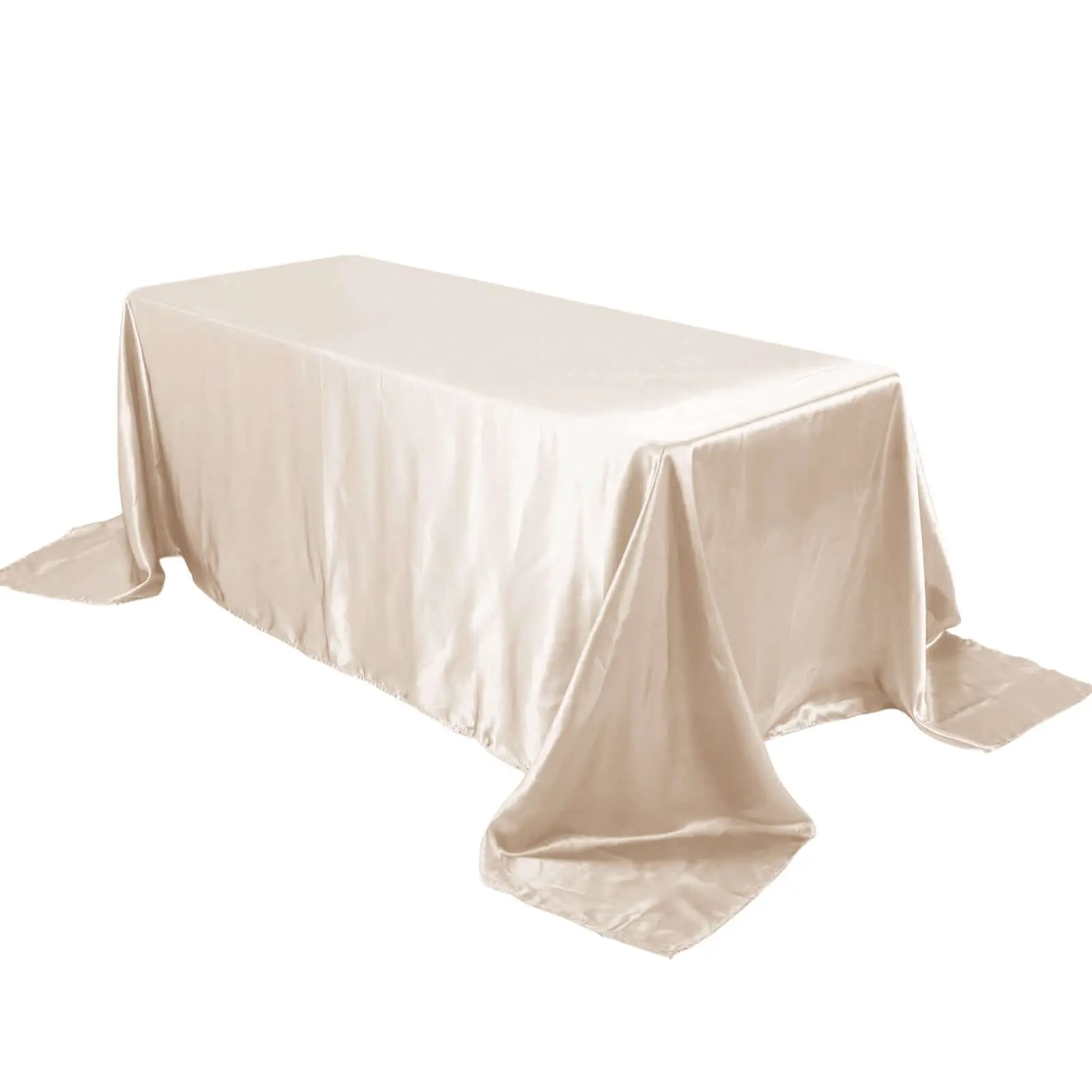 Satin Fabric Rectangular 90"x132" Beige Seamless Tablecloth - Outdoor Table Cover for Party Decoration Supplies, Festive Occasions, Graduations Events, Modern Elegant Use, Festive Decoration