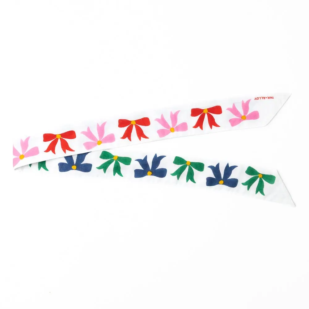 Camile Twilly Scarf Bow Print