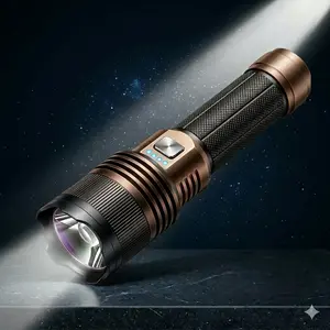 Rechargeable 30000-Lumen Tactical Flashlight-20WLED, Zoomable Beam, Type-C Fast Charging, ImpactResistant Power Bank Light for Camping, Fishing,Night Running & Emergency Use