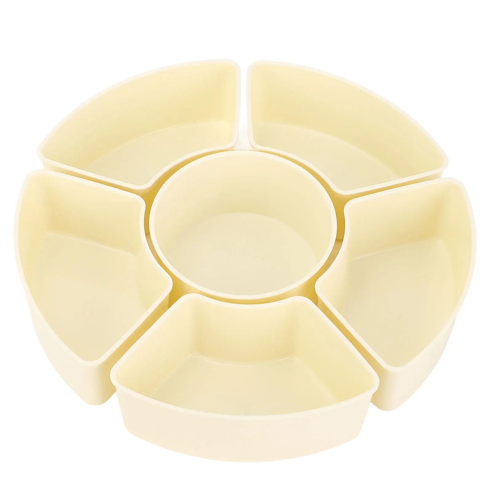 360° Rotating Divider Tray 6 Compartments Compact Sealed Snack Tray Divided Serving Tray for Road Trips Picnics