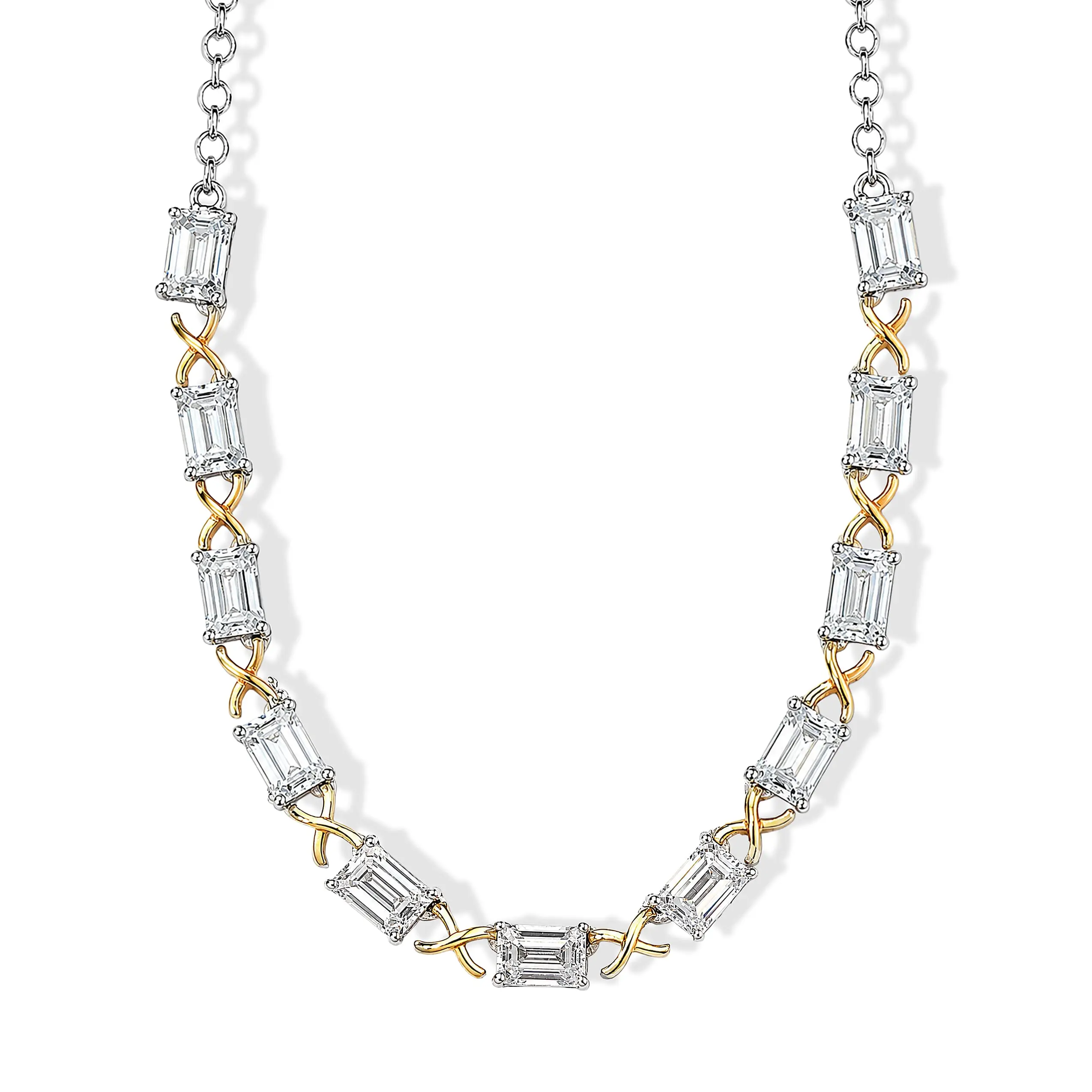 EverTrue Simulated Diamond Necklace (18-20 Inches) in 18K YG Plated and Platinum Bond