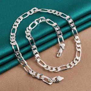 New 925 Sterling Silver Geometric Cuban Chain Necklace For Man Women Party Wedding Gift Fashion Charm Decoration With You Accessories Trendy Best