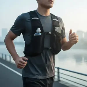 Unisex Lightweight Sports Vest with Phone & Water Bottle Pockets, Adjustable Straps, Zipper Pocket, Mesh Back Design Workout Equipment