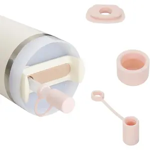 1 Set 14oz  Cup Spill Stopper compatible 1.0&2.0, Leak Proof Accessory with Straw Cap and Square Pad and Round Cover (Rose, 1)