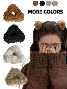 Cute Cat Ear Hair Clip Set for Women, Soft Lamb Wool Triangle Barrettes, Small Size, Perfect for Half Updo, Princess Style, Playful, Daily Wear, Super Cute Clips