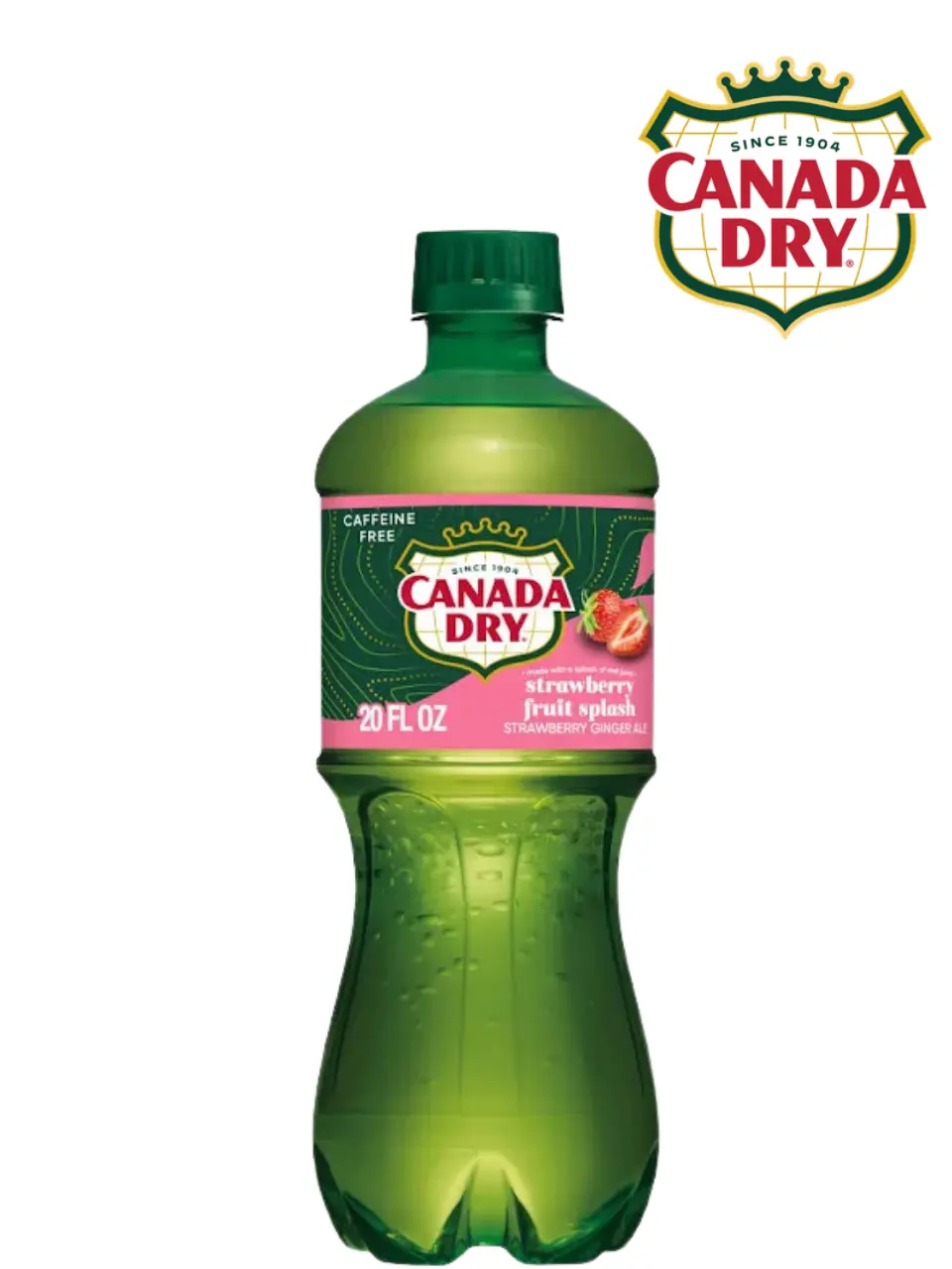 Canada Dry Strawberry Fruit Splash 20 FL OZ | Single Bottle, 3 Pack or 7 Pack | Strawberry Ginger Ale | NYC Bodega Favorite | NY Snack Pantry