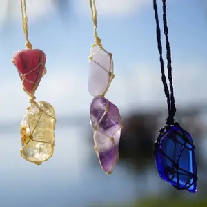 Adjustable Knotted Crystal Necklaces: Moldavite, Angel Aura Quartz, Libyan Dessert Glass, Moonstone, Smoky Quartz, Fluorite, Natural Citrine
