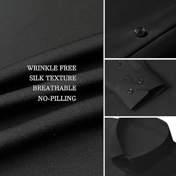 Royaura Stretch Mens Dress Shirts Long Sleeve Slim Fit Dress Shirts for Men Muscle Fit Wrinkle Free Button Down Shirt Breathable Slim-Fit