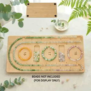 Bamboo Bead Board Jewelry Making Tray for Bracelet and Necklace Design DIY Measuring Board with 4 Non-Slip Pads Professional Beading Supplies Crafting Organizer