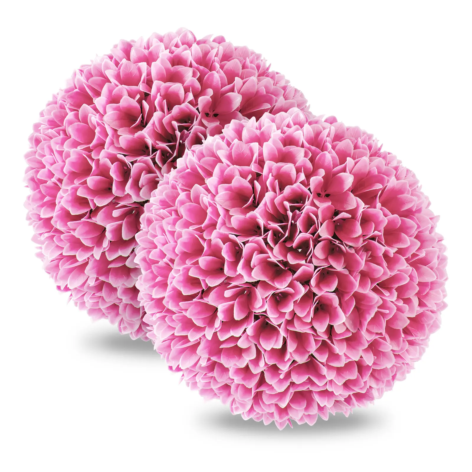 COSTWAY - 2 Pieces Artificial Plant Topiary Balls Faux Boxwood Decorative Balls-Pink