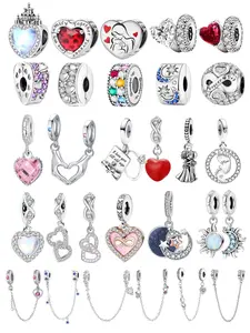 Heart & Moon & Star Design Charms, Fashionable Jewelry Making Accessories for Women & Girls, Trendy All-match & Exquisite DIY Jewelry for Birthday Gift, Beads Charms Accessories