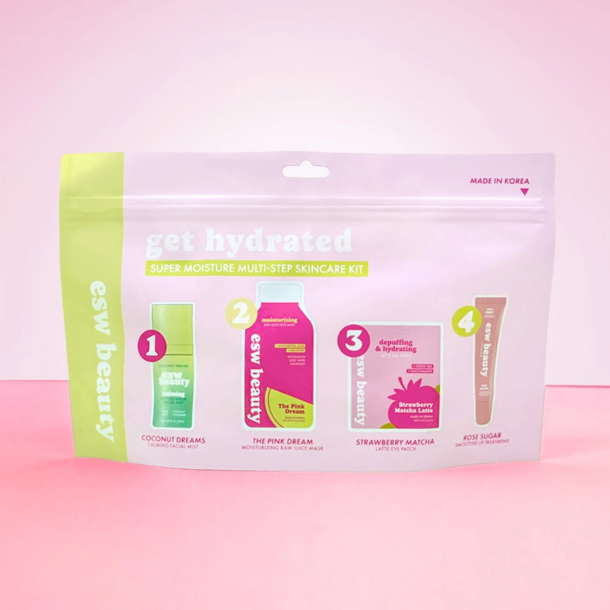Get Hydrated Super Moisture 4 Step Skincare Kit Coconut Hyaluronic Hyaluronic Acid Cica