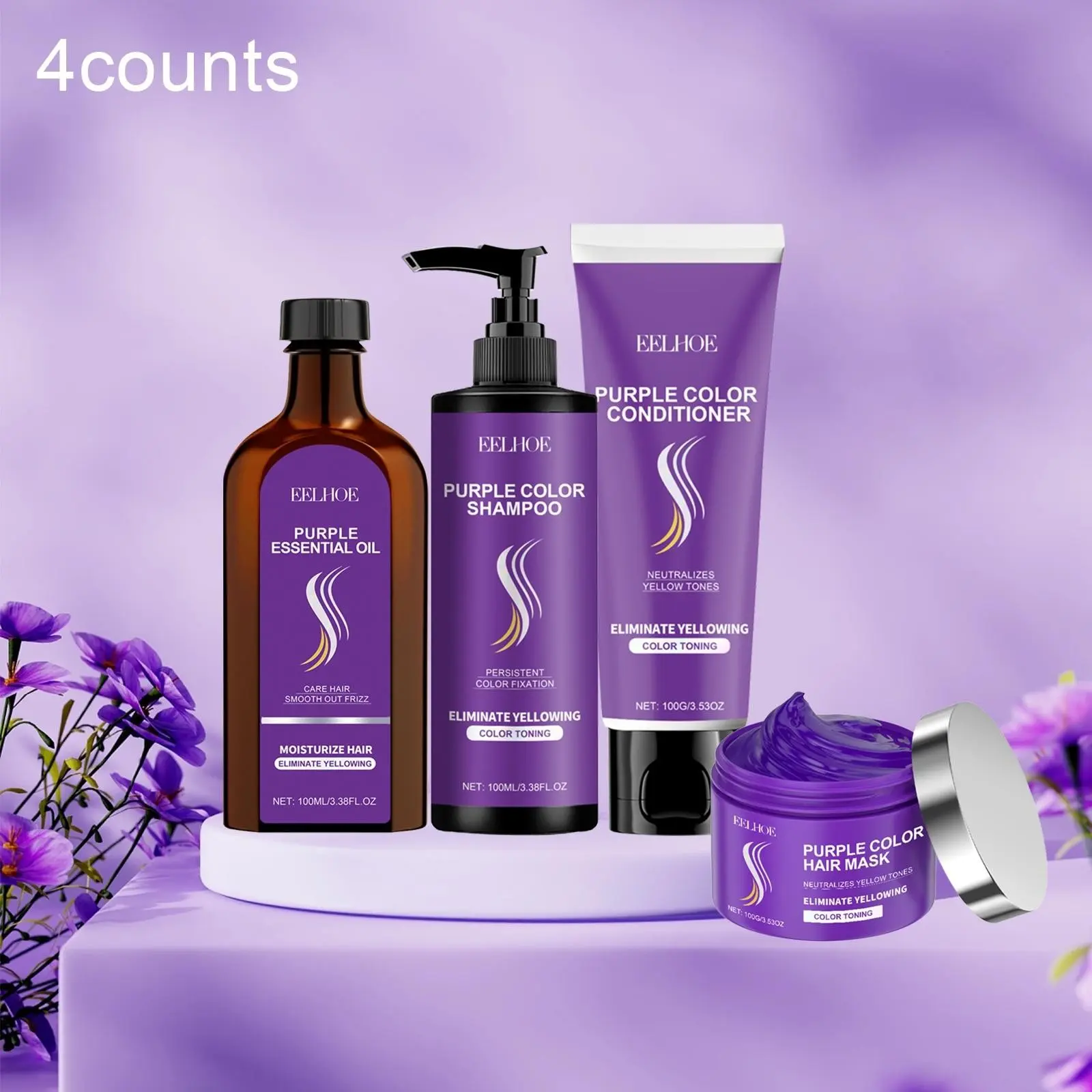 Hair Care Set, 4 Pieces: Conditioner, Hair Mask, Hair Oil, Shampoo, Nourishing Silky Smooth Glossy Daily Maintenance Soft Ends, Deep Nourishment, Haircare Product