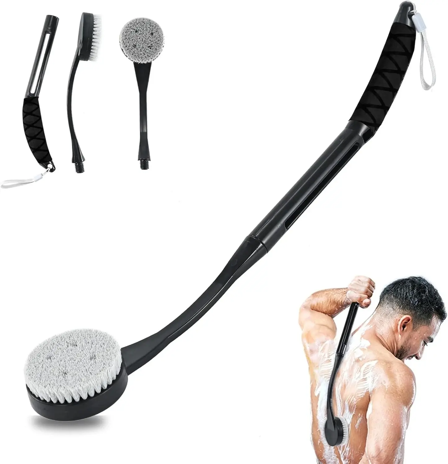 Long Handle Back Scrubber for Shower 20.5" Body Brush Deep Clean Exfoliating Bath Brush Soft Bristles Skin Massage Body Cleaning Spa Shower Brush