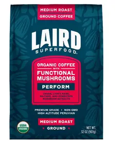 Laird Superfood 'Perform' Series: Organic Peruvian Roast Infused with a Triple-Action Functional Mushroom Complex 32oz