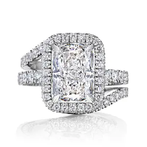 2ct Moissanite Rectangular Radiant Cut Diamond Engagement Ring  925 Sterling Silver Women's Classic  Diamond Ring Eternal Gift, Diamond Alternative - Simple Elegance Wedding Jewelry Anniversary Ring
