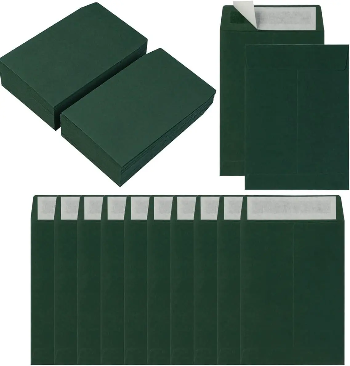 100 Pack Seed Envelopes Self-Adhesive, 3 1/4 x 4 1/2 inches, Dark Green | Small Coin Envelopes, Seed Storage Packets For Garden, Office or Wedding Gift