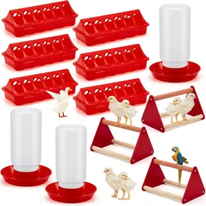 7 count Chick Feeder and Waterer Kit Feeding Supplies with Mini Perch Chicken Starter Kit for Coop and Brooder for Small Poultry Ducks Quail