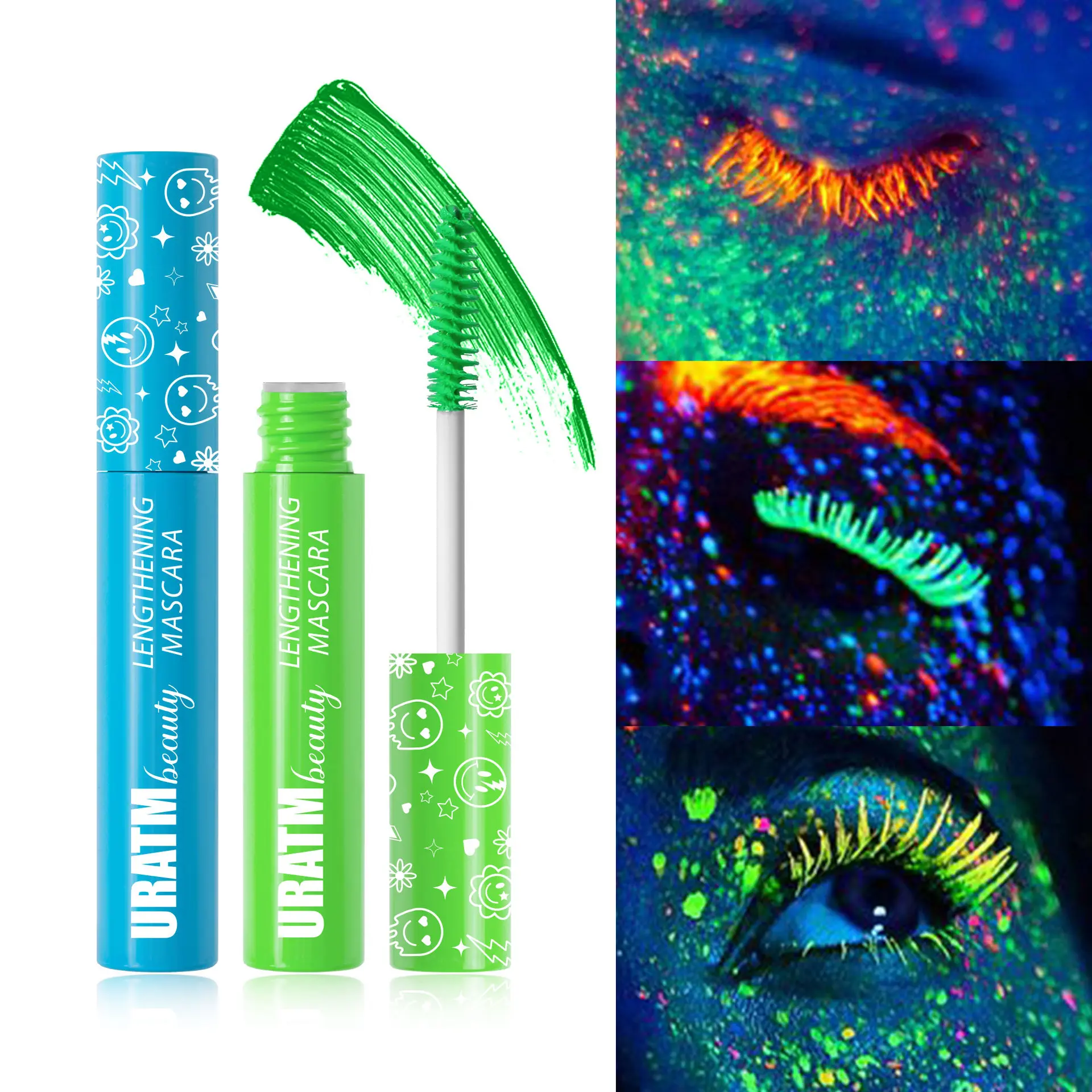 Christmas 6-Color Fluorescent Color Mascara Luminous Dense Lengthening Long-Lasting Waterproof Smudge-Proof Mascara Makeup