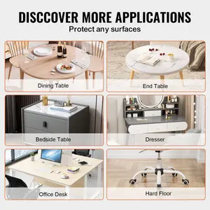 VEVOR PVC Table Protector 48 Inch Round Clear Plastic Desk Protector 2.0mm Thick Versatile Stainless Steel Auto Tool Set