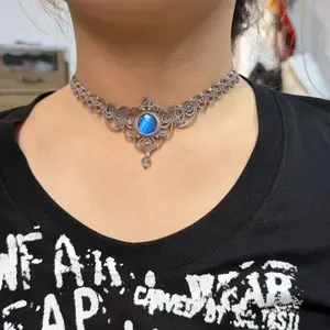 Labradorite Necklace Macrame Handcrafted Unique Gift Boho Ethnic Minimalist Jewelry Stone of Magic Made to Order Adjustable Sweater necklace