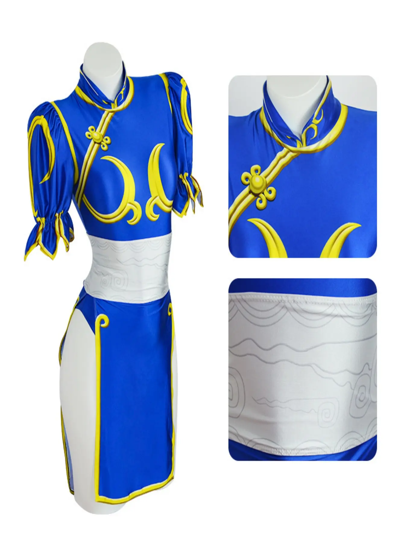 chun li blue dress Chun Li Cosplay Costume Street Fighter Blue Cheongsam  Kawaii Stop