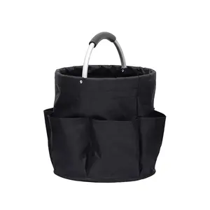 Foldable Cleaning Supplies Storage Basket with 6 Pockets and Handle, Ideal for Garden, Home, Bathroom, Beach, Shopping, Outdoor Use