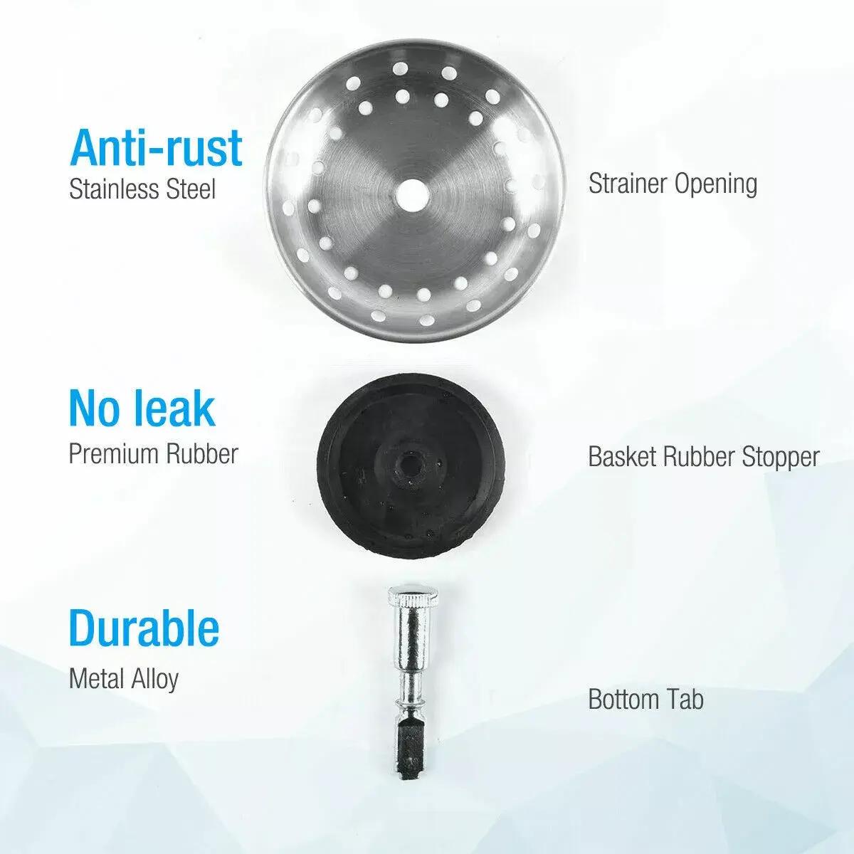 2PCS 3-in-1 Kitchen Sink Drain Strainer Stainless Steel Sink Plug Deodorizing Anti-Clog Basket Strainer for 304 Stainless Steel Quality