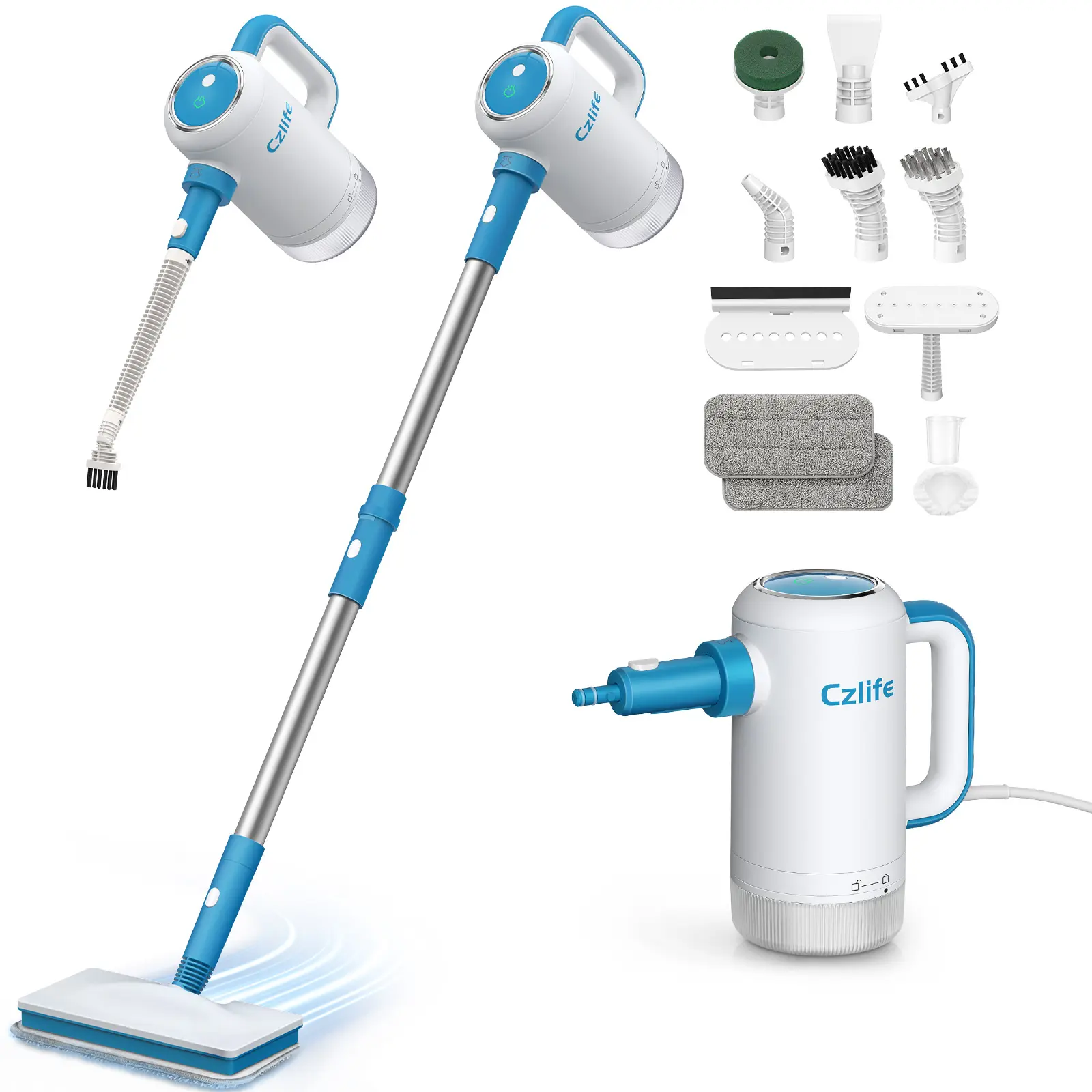 Czlife Z7 Steam Mop for Floor Cleaning, 13-in-1 Handheld Steam Cleaner for Home Tile Grout, Hardwood Laminate, Furniture, Couch, Clothes, Carpet, Stone, Multi-Purpose Floor Steamer Machine, Corded