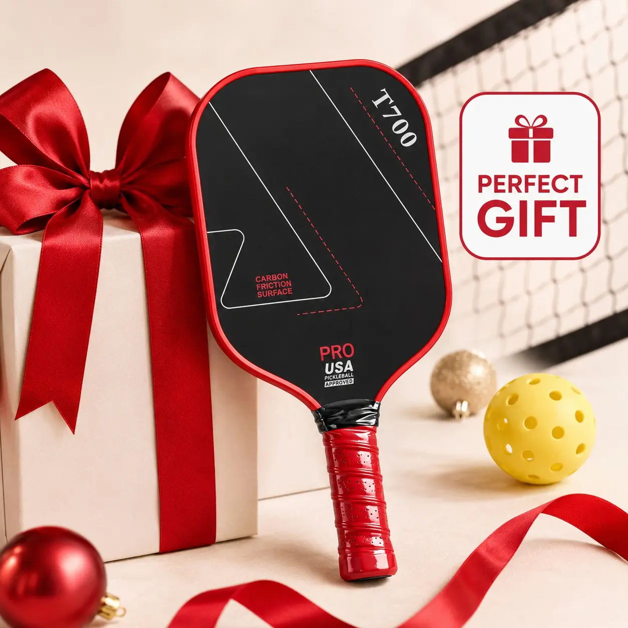 T700 Carbon Fiber Pickleball Paddle, Lightweight Pro Pickleball Racket with Comfort Grip, USA Pickleball Approved, Gift for Men & Women