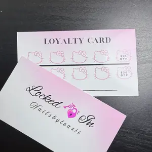 Loyalty Card - Make 9 Purchases Get 1 Free Off on Your 10th Purchase - Black Design with Pink Text and Icons