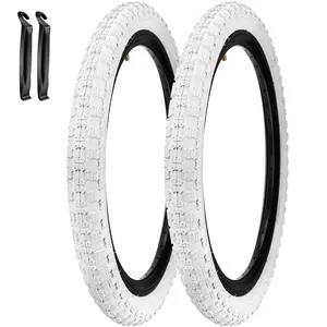2 Pack 14''/16'' Bike Tires 14/16x2.125 Folding Replacement Kids Bike Tire Black or White for 14/16x1.75/1.95/2.0/2.1/2.125 BMX Trail Commuter City Pavement Kids Bicycle Tires