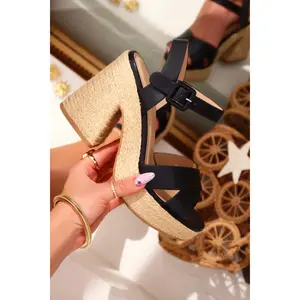 Xoch Platform Espadrille Heels - Black