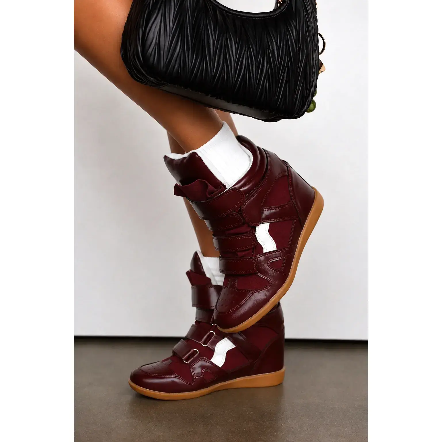 Gigi Wedge Sneakers - Burgundy