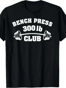 300 Lbs Pound Bench Press Club Gym Weightlifting Powerlift T-Shirt| 100%, Vintage Style, Crew Neck, Regular Fit, All-Season, 220G Fabric, Printed Design