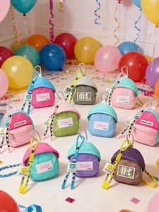Mini Zipper Backpack Coin Wallet Keychain, Cute Canvas Keyring Bag, Portable Storage Pouch, Multifunctional Compact Organizer