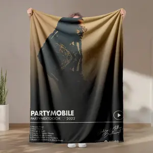 1 piece PARTYNEXTDOOR 2022 Brand New Album "PARTYMOBILE" themed flannel blanket - Modern-style flannel blanket, suitable for sofas and beds, all-season use, super soft and comfortable, digital printing, 100% polyester material, machine washable