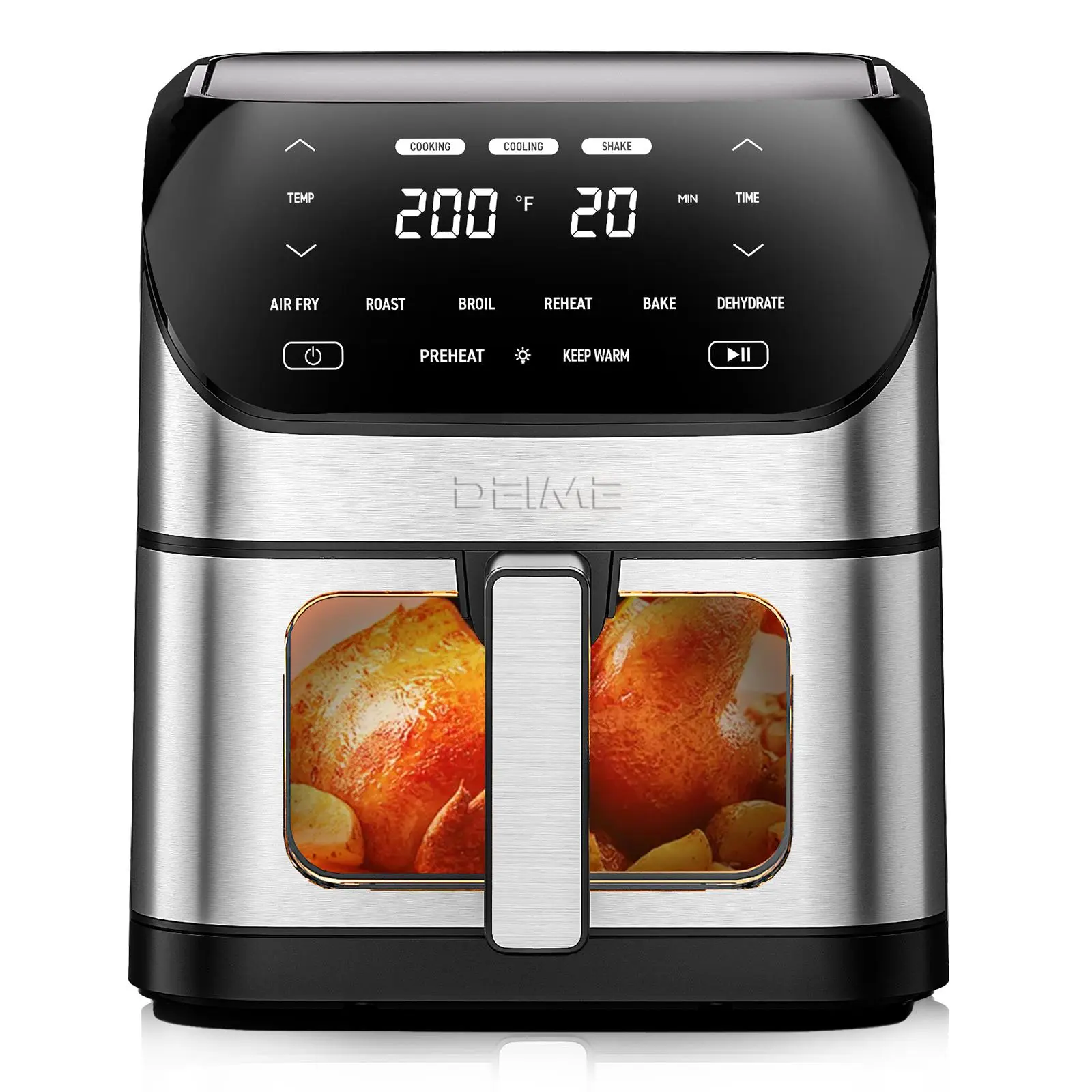 DEIME RA640D/DSV US Air Fryer - 6.2 QT 1500W Large Capacity Oven, Visible Window, Digital Touchscreen, 10 Presets, Non-Stick Insert Fryers, Oil-Less Healthy Cooker, Snacks, Family