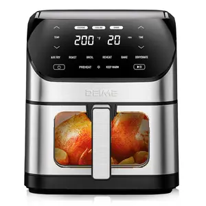 DEIME US AIR FRYER RA640D/DSV DEIME 6.2 QT Air Fryer, 1500W Large Capacity Oven with Visible Window, Digital Touchscreen, 10 Presets, Non-Stick Basket, Oil-Less Healthy Cooker