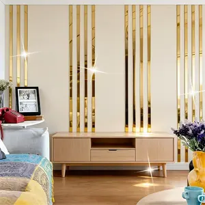 20pcs Acrylic Mirror Wall Stickers, 5x50cm Self-Adhesive Decorative Strips, Easy Installation, No Drilling, Fashionable Home Decoration, Wall Art Stickers, Wall Decal