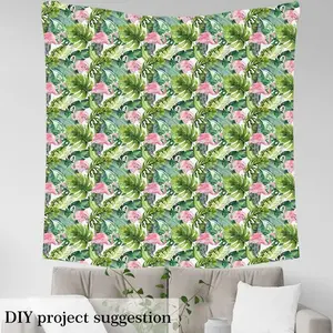Palm Leaf Print Fabric by The Yard,1 Yard,Tropical Flamingo Pattern Upholstery Fabric for Chairs Sofa Couch,Botanical Nature Theme Outdoor Fabric, Polyester, Waterproof
