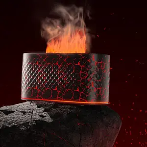 Simulation Flame Humidifier, Volcano Humidifier, USB Powered Air Humidifier with Simulation Flame Mist Effect, Adjustable Colorful Ambient Light & Aromatherapy Diffuser for Home Office, Humidifier Diffusers