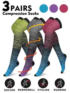 Knee-Thigh High Compression Stockings, 15-20mmhg Support, Sports & Recovery Gear, Unisex Design, All Season Use, Tight-Fit Compression Socks